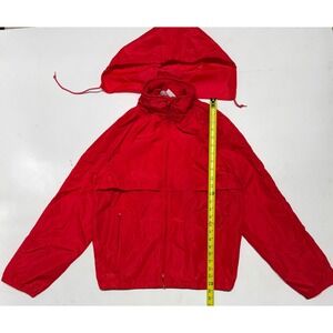 Eddie Bauer Red Windbreaker Jacket Mens Small Hooded Lightweight Nylon goretex